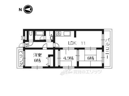 グリーンスカイ藤(3LDK/4階)の間取り写真