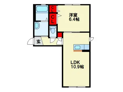 リバーサイド小野田II (1LDK/1階)の間取り写真
