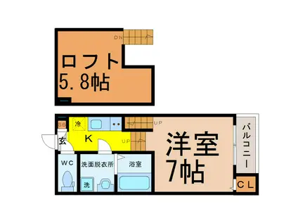 VILLA EMILIA(1K/2階)の間取り写真