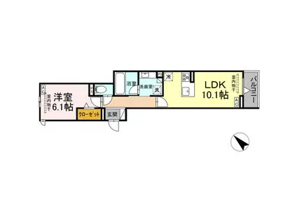 D-AVANCE 柱六番町 II(1LDK/3階)の間取り写真