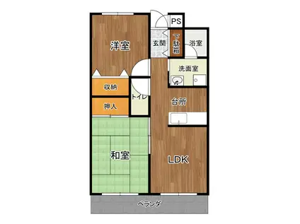 ダイナスティ(2LDK/3階)の間取り写真