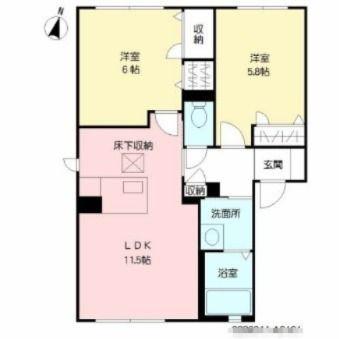 ヴィラシャーメゾン行橋クアルト(2LDK/1階)の間取り写真