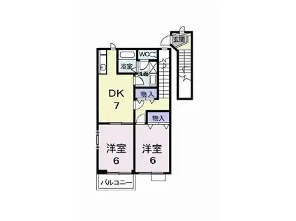 サンライズユキ(2DK/2階)の間取り写真