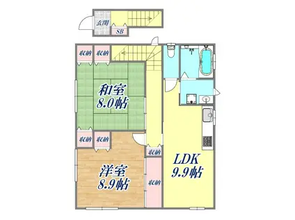 CREW阪神西宮(2LDK/1階)の間取り写真