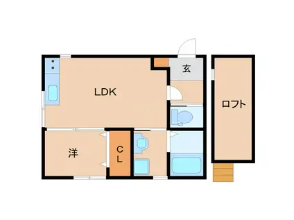 レジェロ武庫川(1LDK/2階)の間取り写真