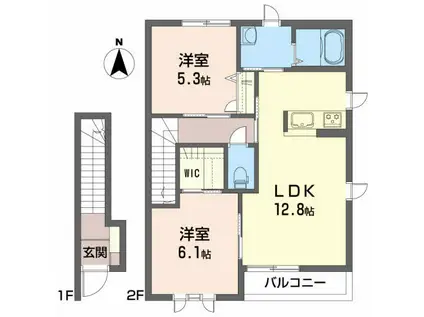 ブランシェ山の手(2LDK/2階)の間取り写真