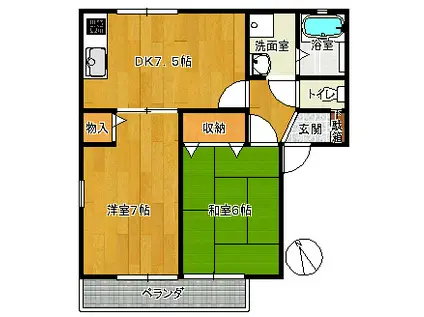 アイーナ82(2DK/2階)の間取り写真