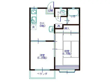 ヴィレッジサンライズA(2DK/2階)の間取り写真
