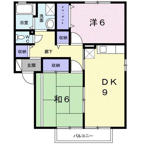 セジュールYOU(2DK/2階)の間取り写真