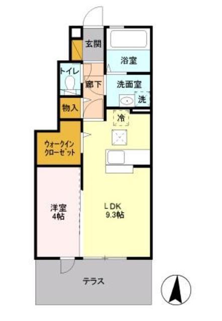 アムール光が丘A(1LDK/1階)の間取り写真