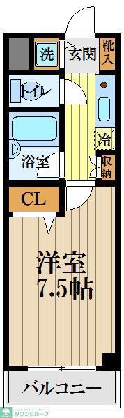 CITY SPIRE国分寺(1K/4階)の間取り写真