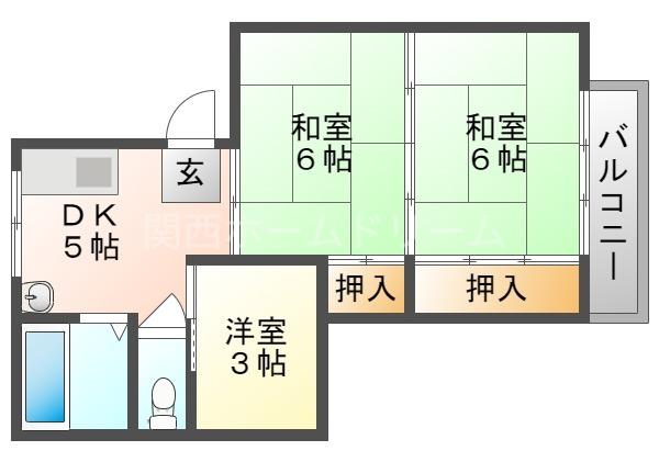GMビル第三(3DK/6階)の間取り写真