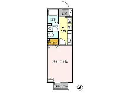 アドニスエステート107(1K/1階)の間取り写真