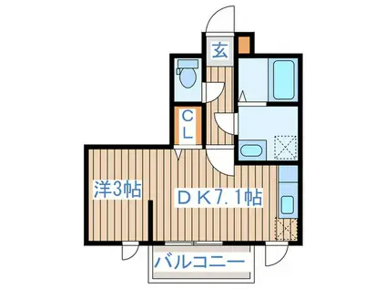 メリディアンなないろの里 参番館(1DK/3階)の間取り写真