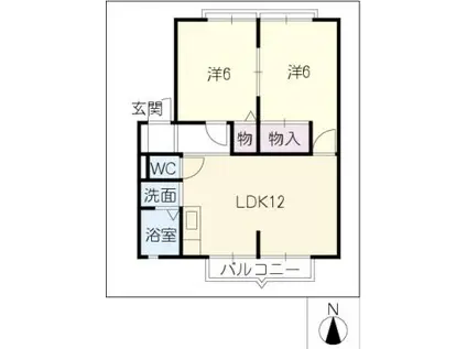 サンビレッジクレインA(2LDK/2階)の間取り写真