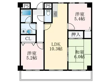 グレイスコート深井(3LDK/4階)の間取り写真