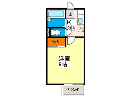 アビタシオン庚午 A棟(1K/1階)の間取り写真