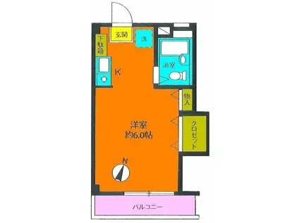 マ・シャンブル(ワンルーム/2階)の間取り写真