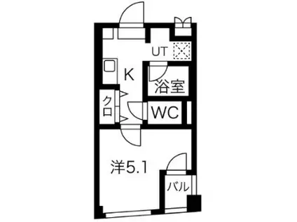 グレイスヒルズ横浜(1K/1階)の間取り写真