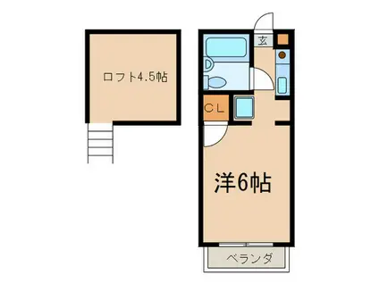 テラスアイビスⅡ(ワンルーム/2階)の間取り写真