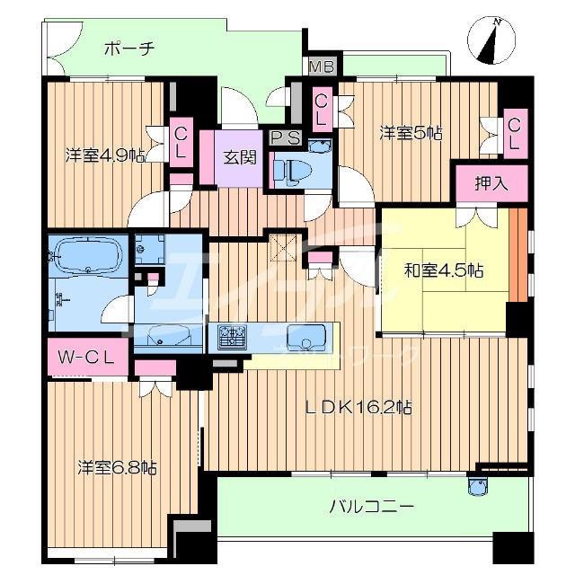 パークホームズ千里佐竹台(4LDK/2階)の間取り写真