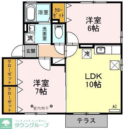 コーポ栄 III(2LDK/1階)の間取り写真