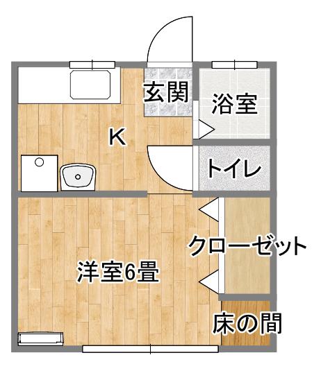 いわきL&Gマンション(1DK/3階)の間取り写真