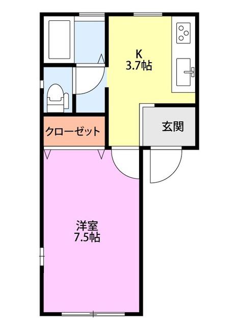 ルナ・アルカディア(1K/1階)の間取り写真
