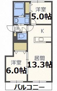セントポーリアシェリル(2LDK/2階)の間取り写真