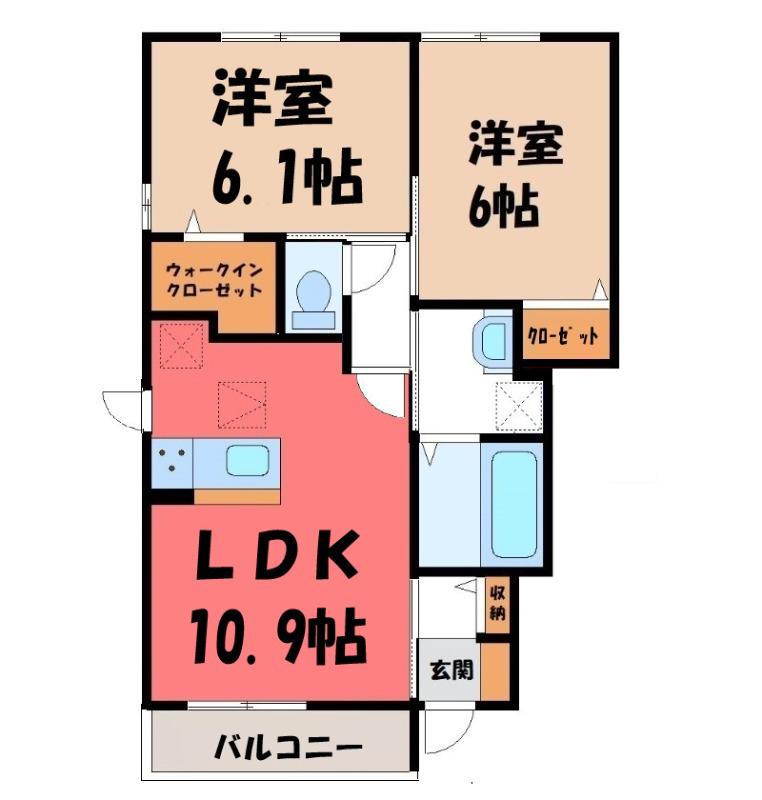 カレントIII(2LDK/1階)の間取り写真