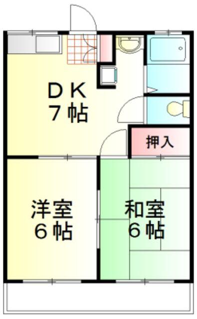 コーポ富士塚(2DK/2階)の間取り写真
