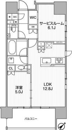 ディームス渋谷本町(1SLDK/7階)の間取り写真