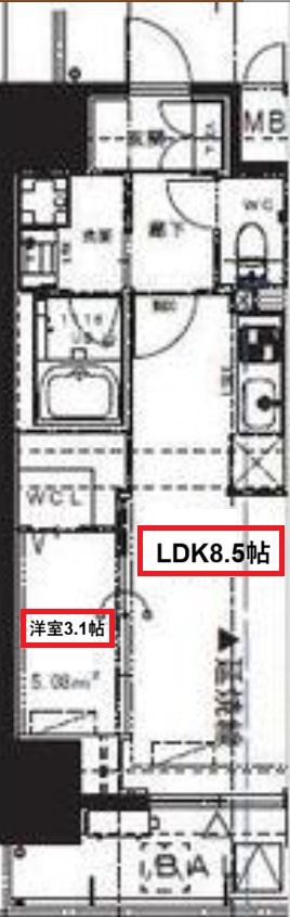 ALIVIS九条(1LDK/11階)の間取り写真