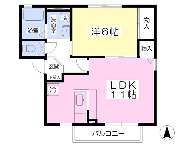 ヴィラ・ラフィーネB棟(1LDK/1階)の間取り写真