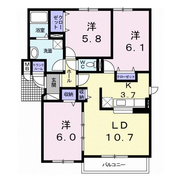 ファーストレジデンス(3LDK/2階)の間取り写真