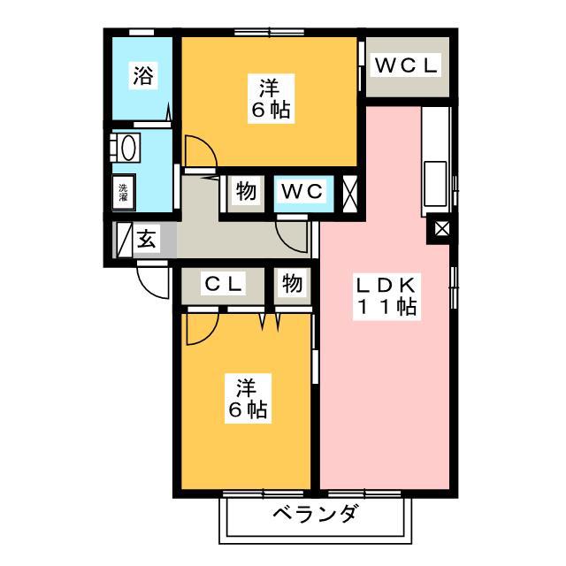 メゾン ド プロヴァンス C(2LDK/2階)の間取り写真