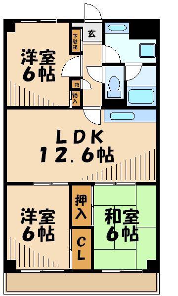 あざみ野コートヒルズ(3LDK/4階)の間取り写真