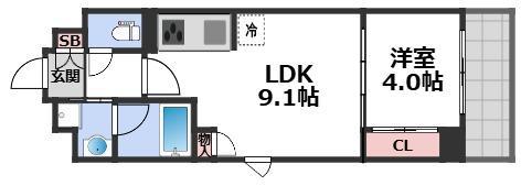 トーシンイーストビル(1LDK/5階)の間取り写真