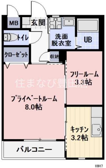 エステート若石山(1SK/1階)の間取り写真
