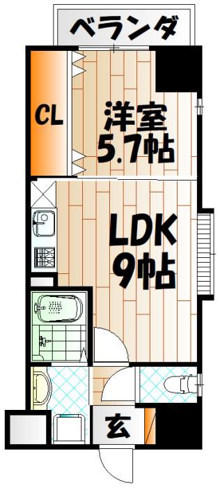 リンデンバウム京町(1LDK/3階)の間取り写真