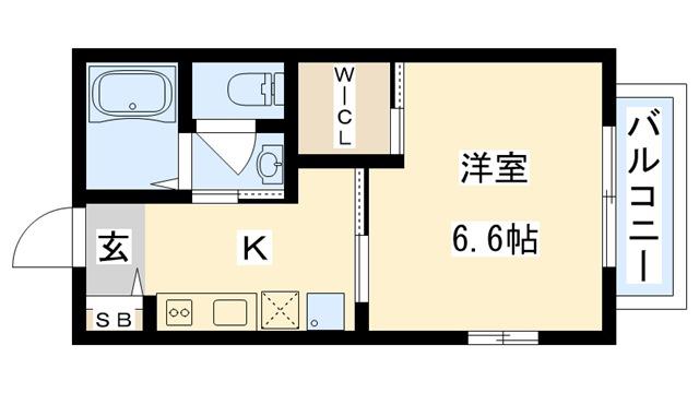 ラリューデュボア(1K/2階)の間取り写真