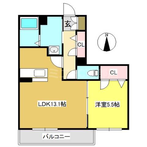 レフィアント元町(1LDK/1階)の間取り写真