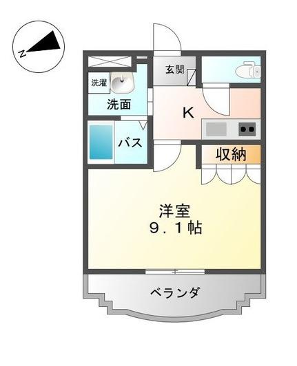 エクシヴボヌール(1K/2階)の間取り写真