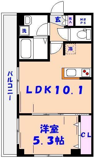 プロライズコート弐番館(1LDK/4階)の間取り写真