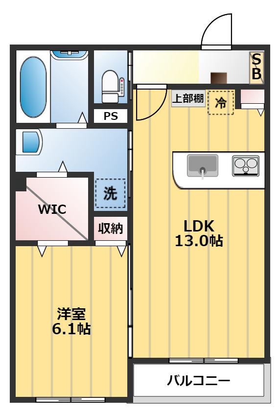 カトレア(1LDK/1階)の間取り写真