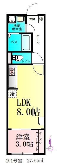 AMELO台原(1LDK/1階)の間取り写真