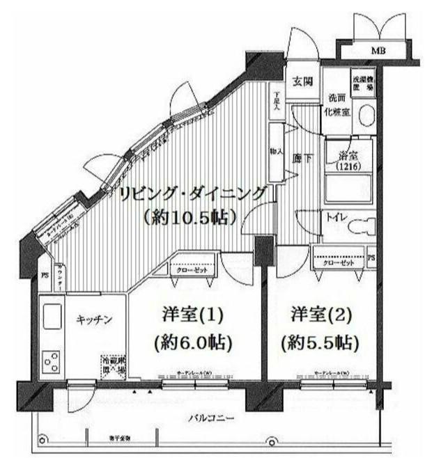 グランド・ガーラ南大井(2LDK/9階)の間取り写真