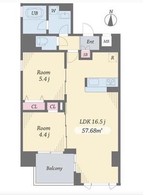 エルシノア住吉(2LDK/7階)の間取り写真