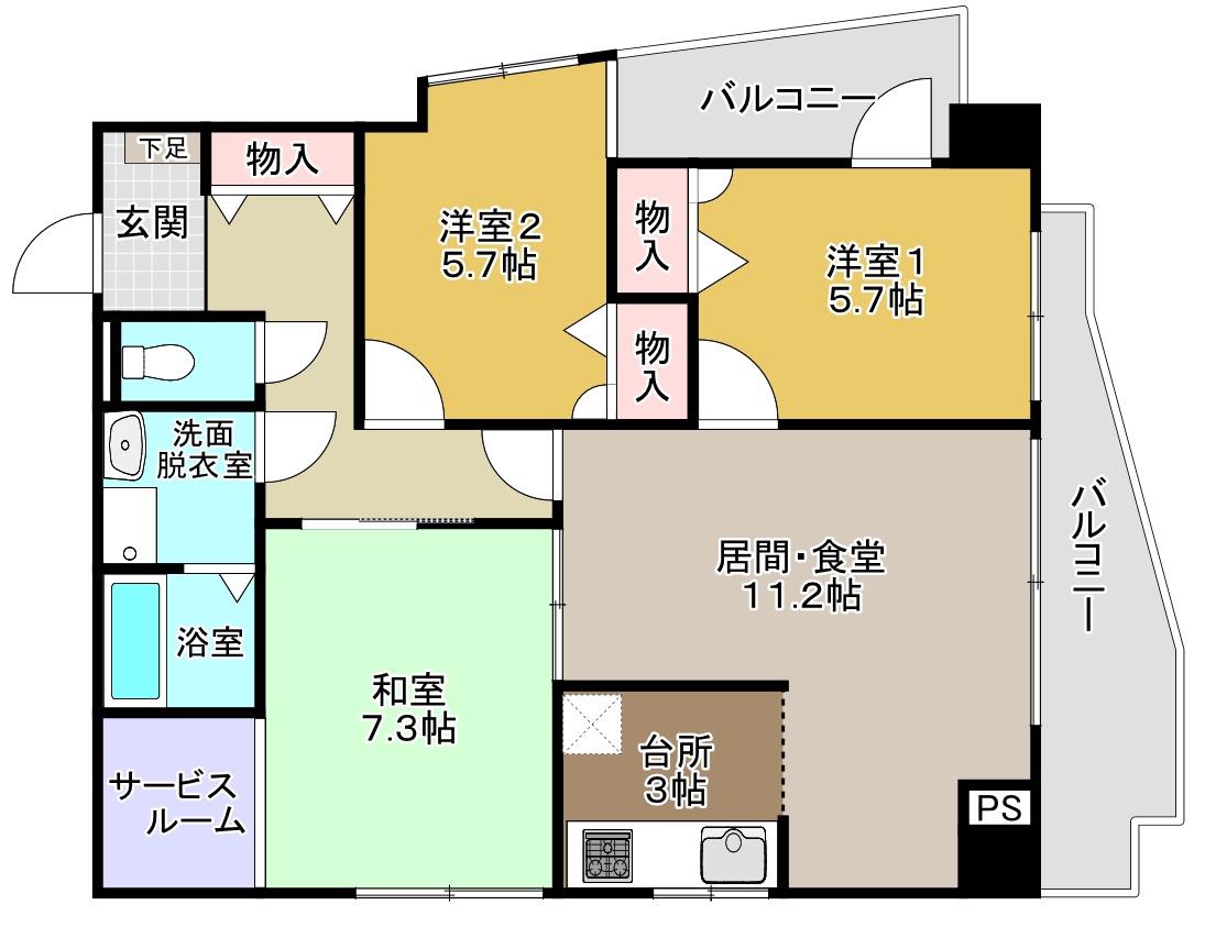 マホロバ(3LDK/4階)の間取り写真