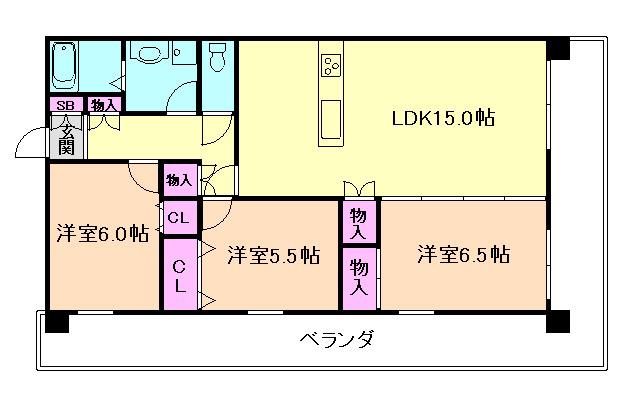 淀川ハイライフマンション(3LDK/6階)の間取り写真